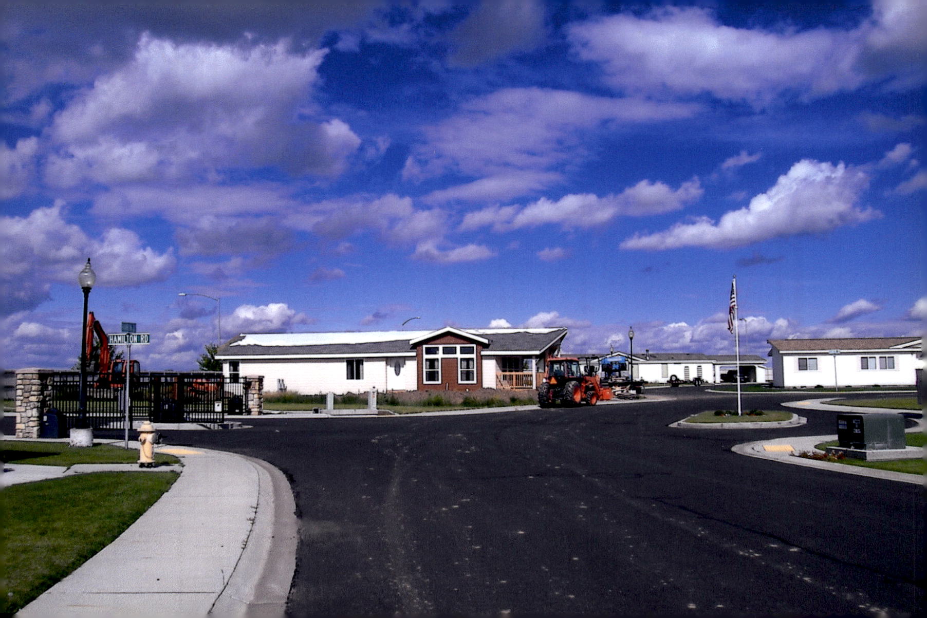 View of the 1st of 2 parts of the doublewide on the site. Homes are leveled per section before the 2 halves are joined together.